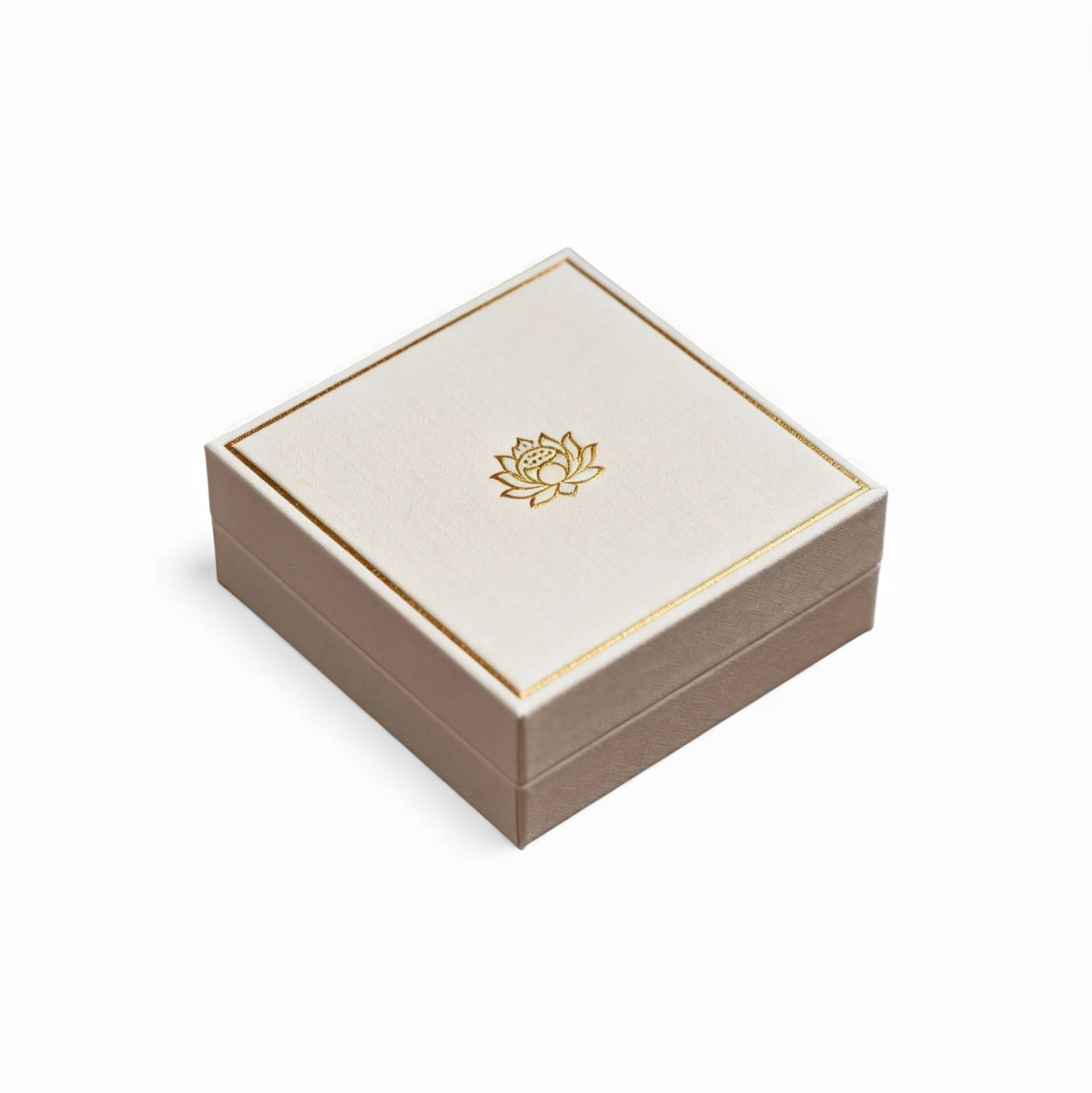 Cream Linen Textured Box with Gold Foil Design